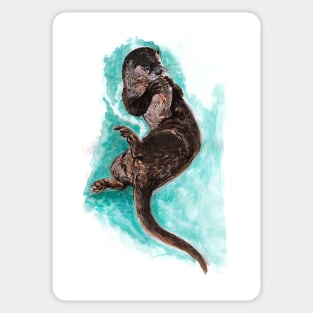 American River Otter watercolor Sticker